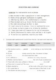 English Worksheet: Vocabulary - Education and Learning 