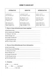 English Worksheet: verb to have got