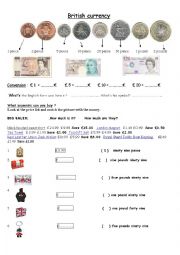 British Currency Worksheet
