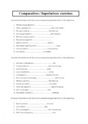 English Worksheet: Comparatives/Superlatives