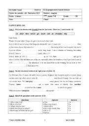 English Worksheet: 7 Test 1 B 2015-2016