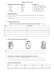 English Worksheet: Animals and adjectives