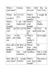 English Worksheet: Introduction domino