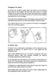 English Worksheet: St. Martins Day