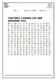 English Worksheet: adiectives ice breaker