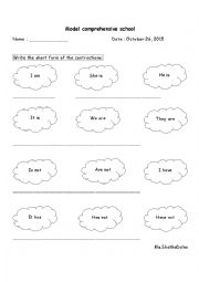 English Worksheet: contraction