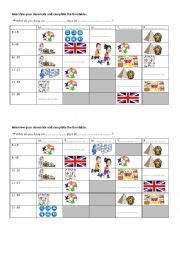 English Worksheet: time and timetable pairwork