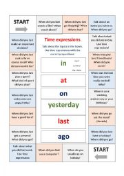 English Worksheet: Boardgame about Prepositions of time