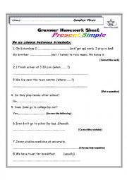 English Worksheet: present simple exercises