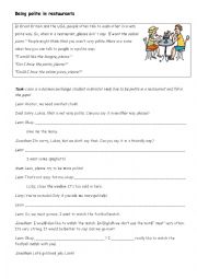 English Worksheet: Being polite in restaurants