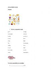 English Worksheet: Countable - uncountable nouns