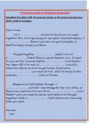 English Worksheet: The present simple or the present progressive