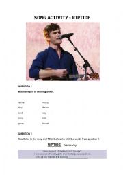 English Worksheet: Song Activity - Riptide - Vance Joy