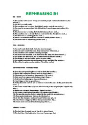 English Worksheet: rephrasing B1