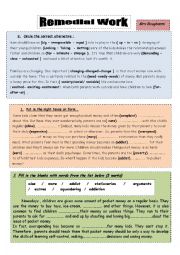 English Worksheet: remedial work 9th formers