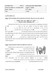 English Worksheet: 9 Test 1 B 2015-2016