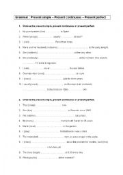English Worksheet: Present simple, continuous, perfect