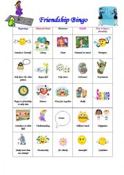 English Worksheet: Frienship bingo