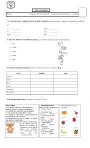 English Worksheet: Test 5th 