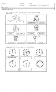 English Worksheet: daily routines and time