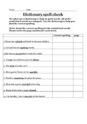 English Worksheet: Dictionary spell check