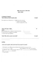 English Worksheet: Listening activities first term tunisian pupils