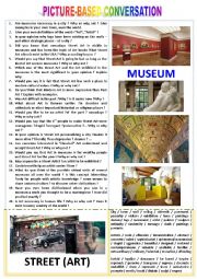 English Worksheet: Picture-based conversation : topic 97 - Street (Art) vs Museum.