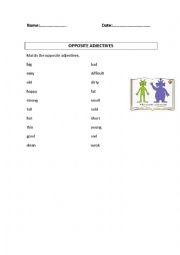 English Worksheet: Opposite adjectives