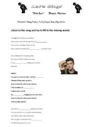 Song Worksheet  Stitches Shawn Mentes