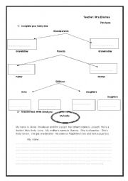 English Worksheet: complete  your family tree