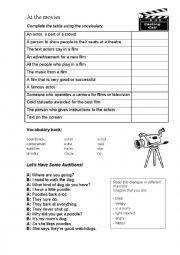 English Worksheet: At the Movies