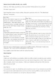 English Worksheet: agony aunt modals practice