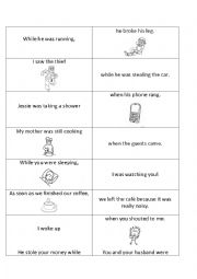 English Worksheet: While and When card game