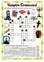 English Worksheet: Vampire CROSSWORD