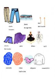 English Worksheet: Clothing with Word labels and Synonyms