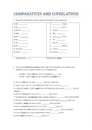 English Worksheet: COMPARATIVES AND SUPERLATIVES