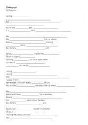 English Worksheet: Song - Photograph - Ed Sheeran