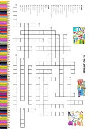 English Worksheet:  SCHOOL VOCABULARY - CROSSWORD PUZZLE