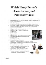 English Worksheet: Which Harry Potters character are you? Personality quiz 6