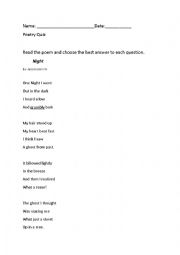 English Worksheet: poetry quiz