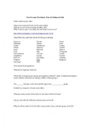 English Worksheet: Food Groups Worksheet