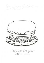 English Worksheet: Birthday cake- How old are you?