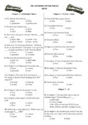 English Worksheet: The Adventures of Tom Sawyer Multiple Choice Quiz