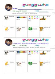 English Worksheet: Guess who game 