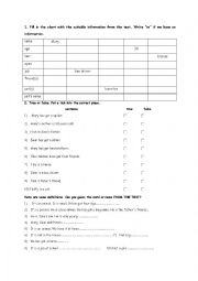 English Worksheet: READING COMPREHENSION FAMILY