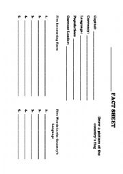 English Worksheet: Country Fact Sheet