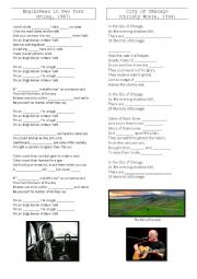 English Worksheet: Englishman in New York / City of Chicago