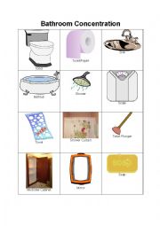 English Worksheet: Bathroom Concentration Game