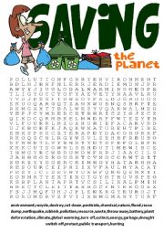 Wordsearch Series 5-Saving the planet wordsearch and other vocabulary exercises