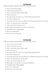 English Worksheet: Talking about Me